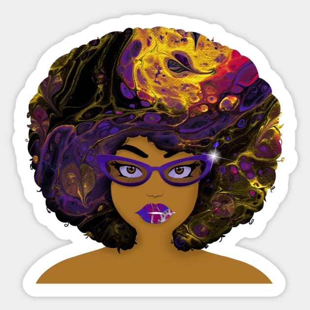 Galaxy Girl Purple Afro Sticker by FinalBeatComics